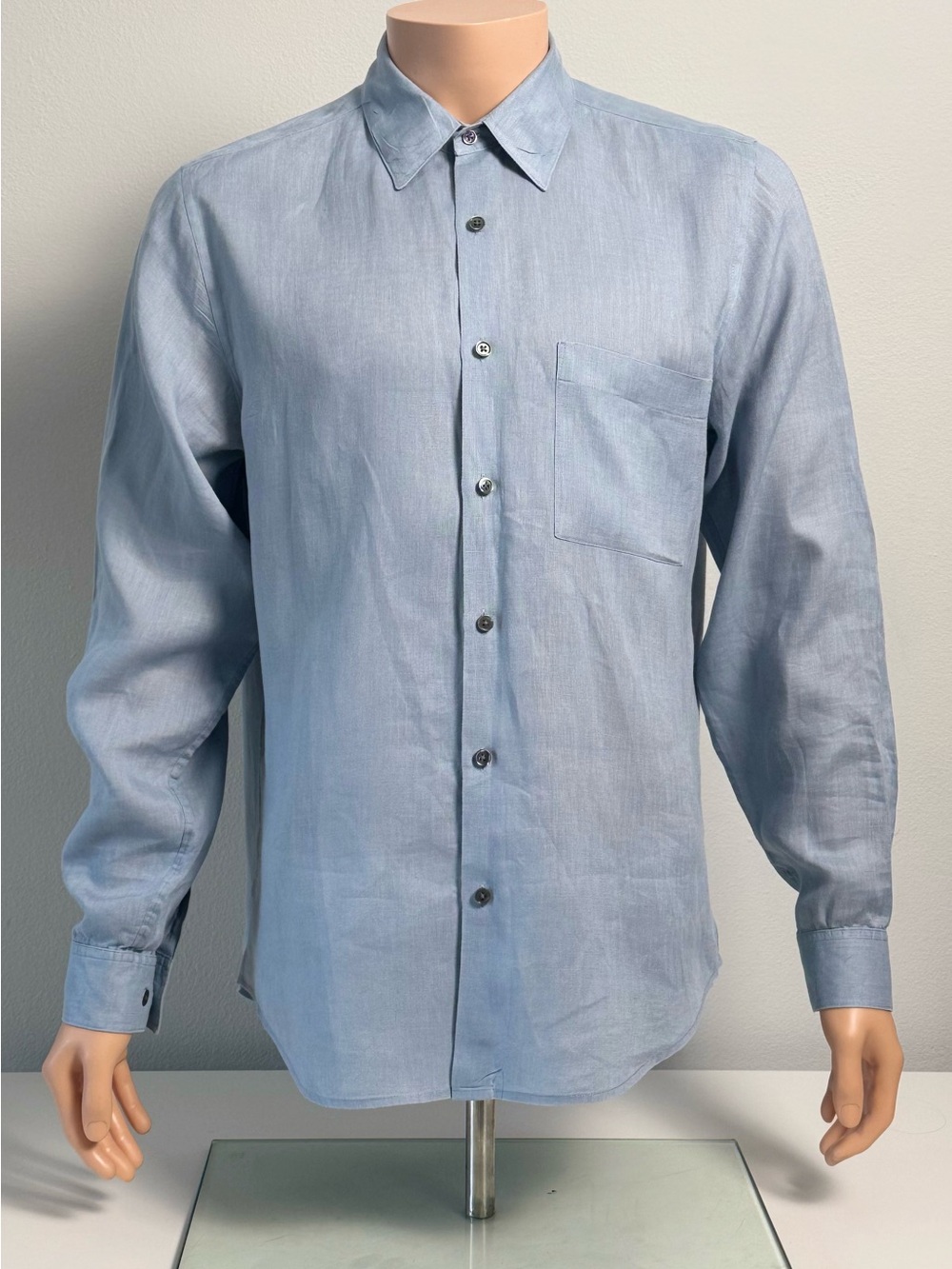 Theory Irving Men’s M Light Blue 100% Linen Button Down Shirt